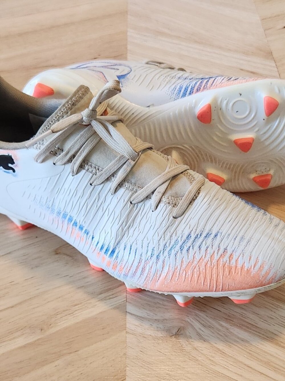 Puma Future Match FG/AG Soccer Cleats White Coral Blue Men's Size 8
